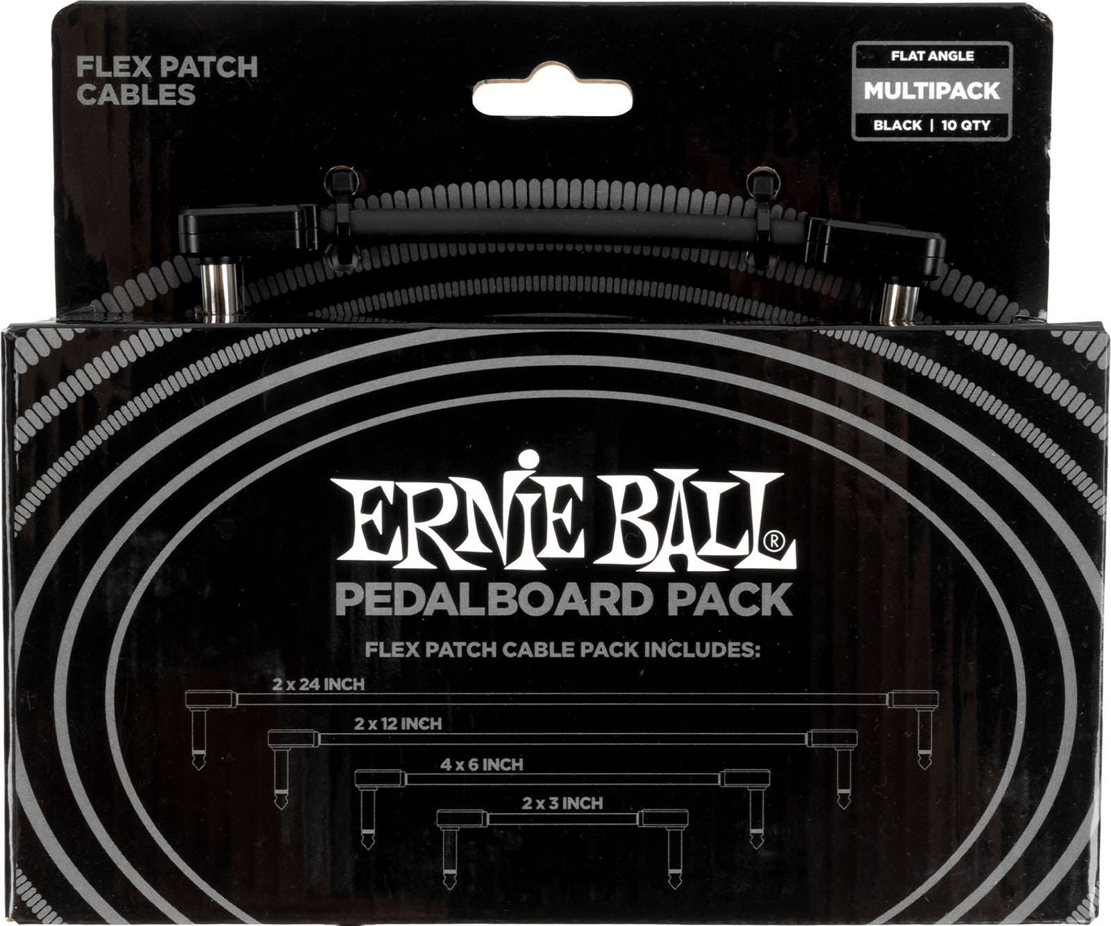 Ernie Ball EEB 6462 Flex patch cables Pedalboard pack, Zwart