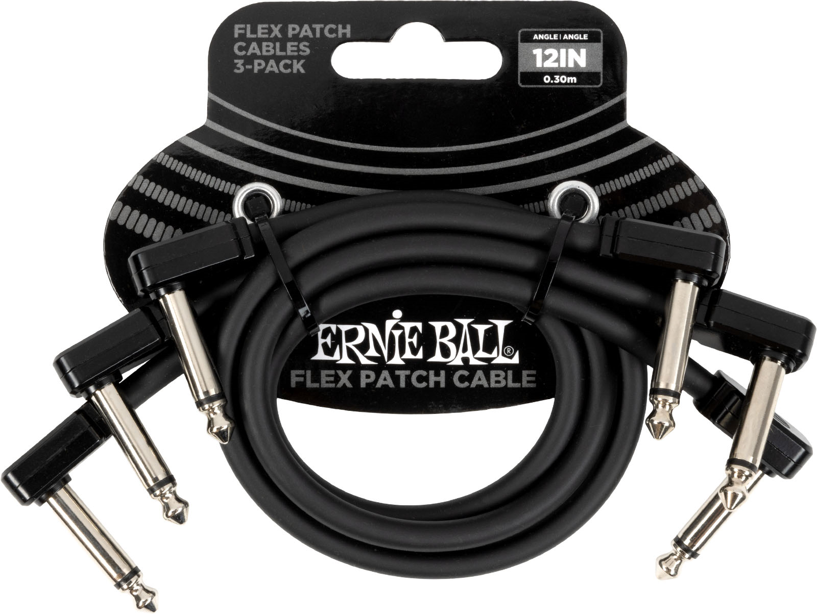 Ernie Ball EEB 6445 Flex patch cable 30 cm, Zwart 3-pack