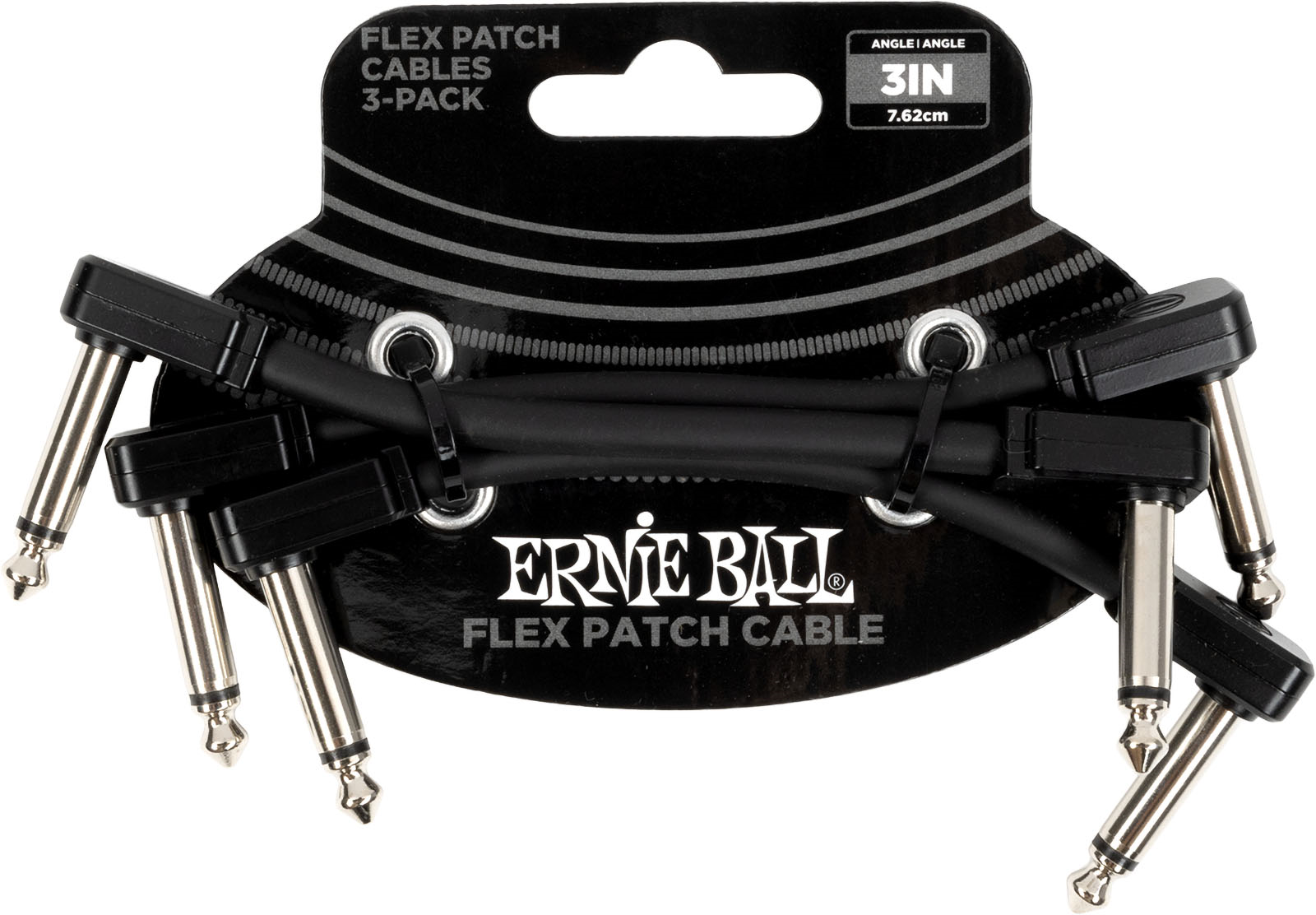 Ernie Ball EEB 6443 Flex patch cable 7.5 cm, Zwart 3-pack