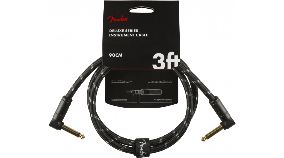 Fender Instrumentkabel Deluxe Black Tweed, Haaks-Haaks, 0,9m