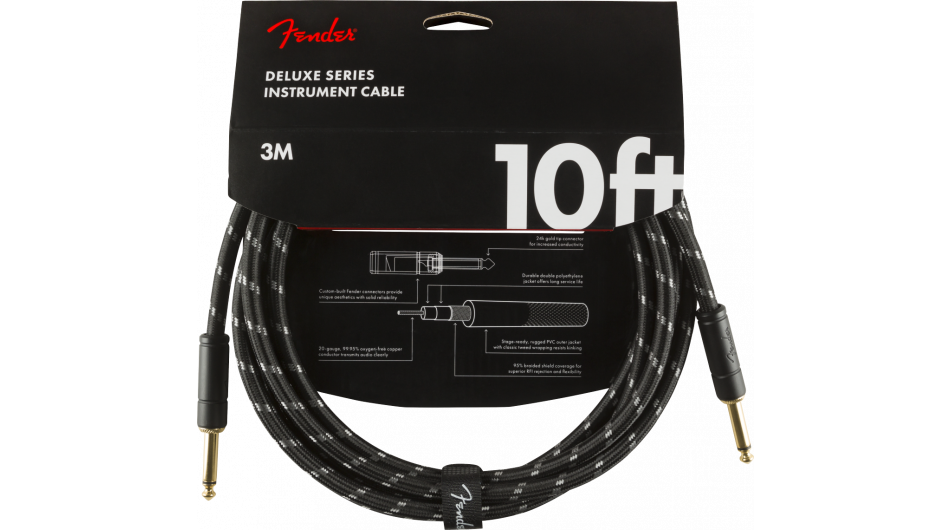 Fender Instrumentkabel Deluxe Black Tweed, Jack-Jack, 3m