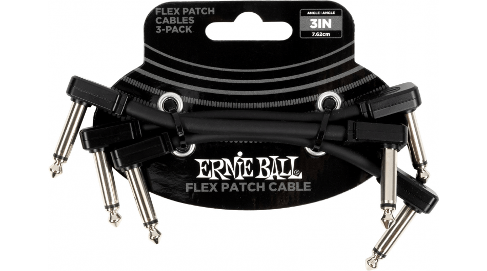 Ernie Ball EEB 6443 Flex patch cable 7.5 cm, Zwart 3-pack