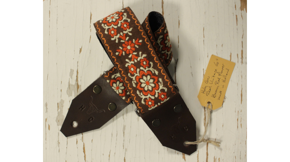 Holy Cow Straps 60's Brown Red Flower