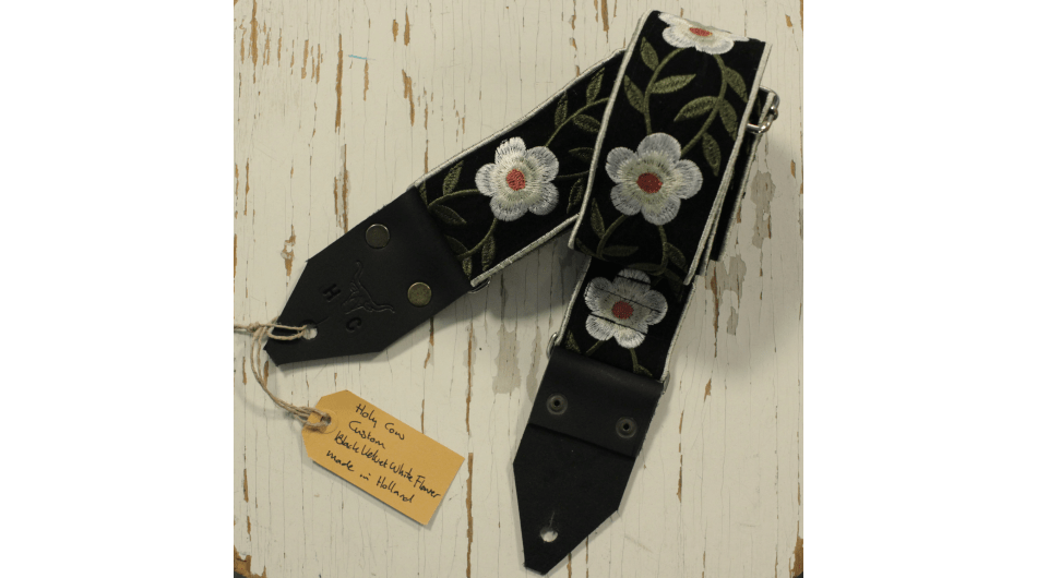 Holy Cow Straps Black and White Flowers