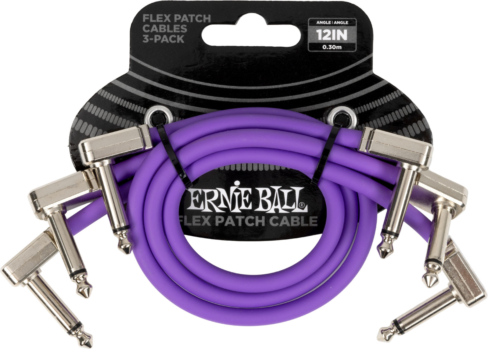 Ernie Ball EEB 6453 Flex patch cable 30 cm, Violet 3-pack